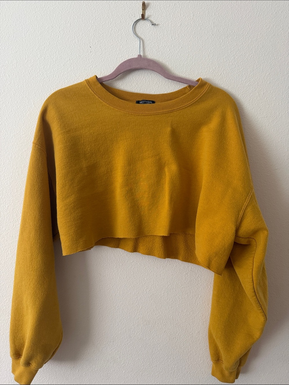 Nasty Gal Mustard Yellow Cropped Sweatshirt